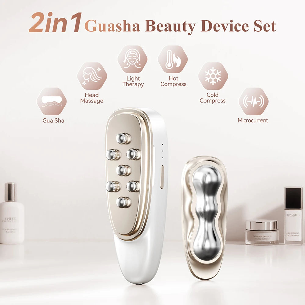 ANLAN 2‑in‑1 Guasha Device | EMS Dual‑Frequency, Hot/Cold, Facial & Body
