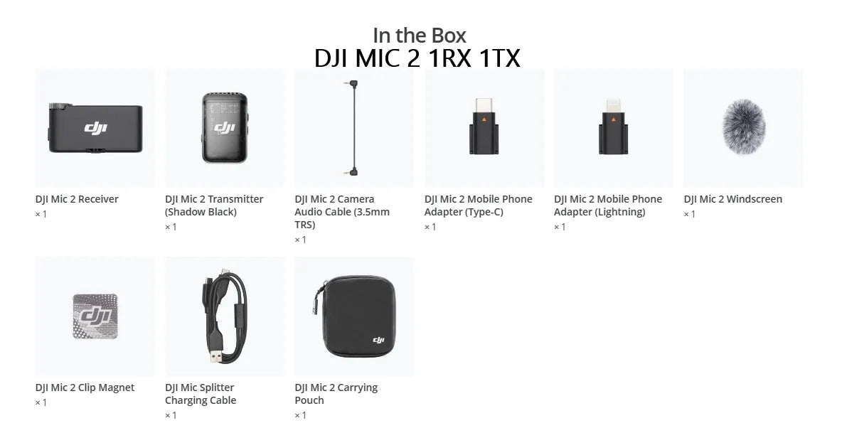 DJI Mic 2 – Wireless Microphone with Intelligent Noise Cancelling, 32‑Bit Float Internal Recording & 250m