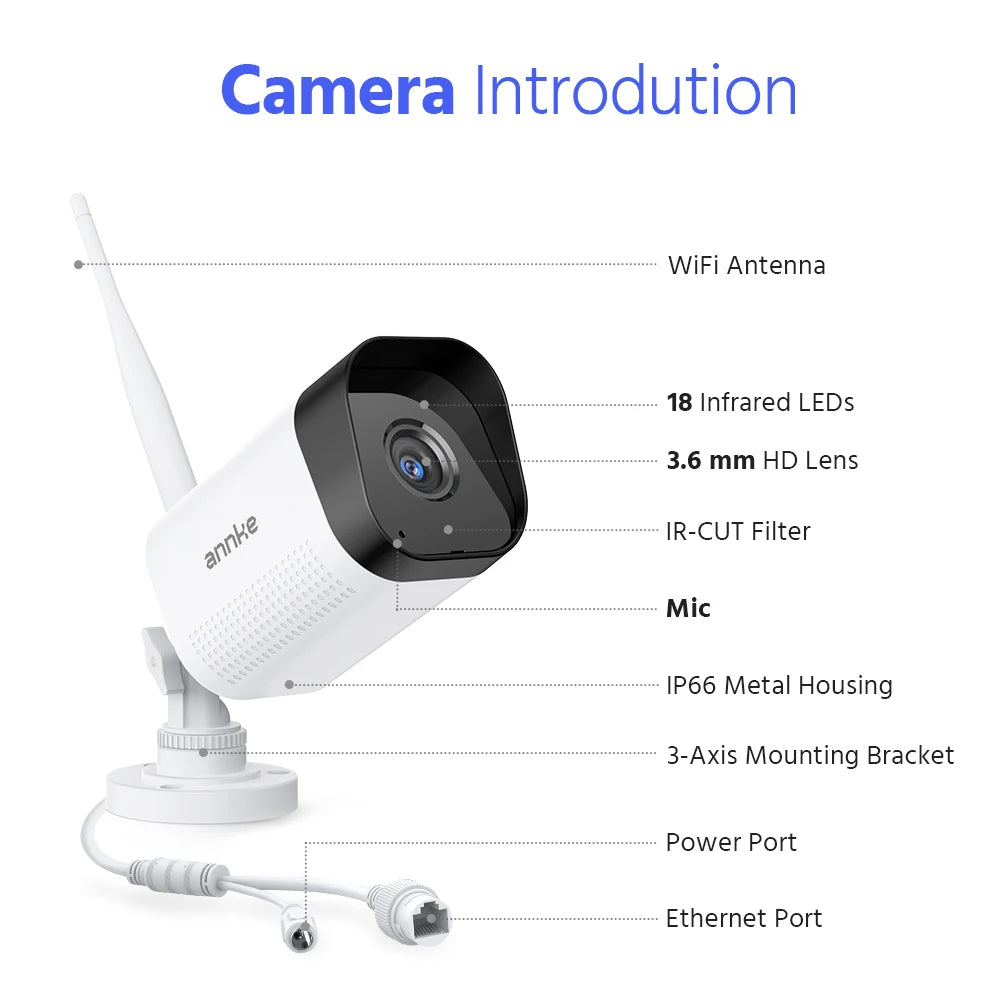ANNKE 3MP/5MP Wireless CCTV System | 4CH NVR, Night Vision, IP66 Outdoor Cameras