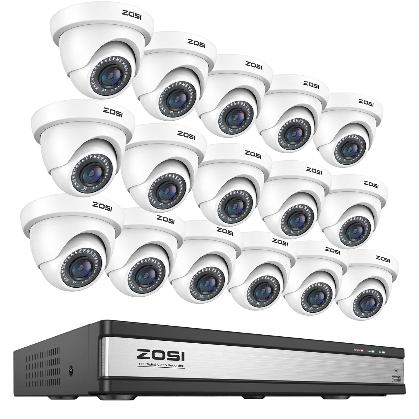 ZOSI 16CH 1080p Wired Security Camera System – H.265+ DVR with Human & Vehicle Detection