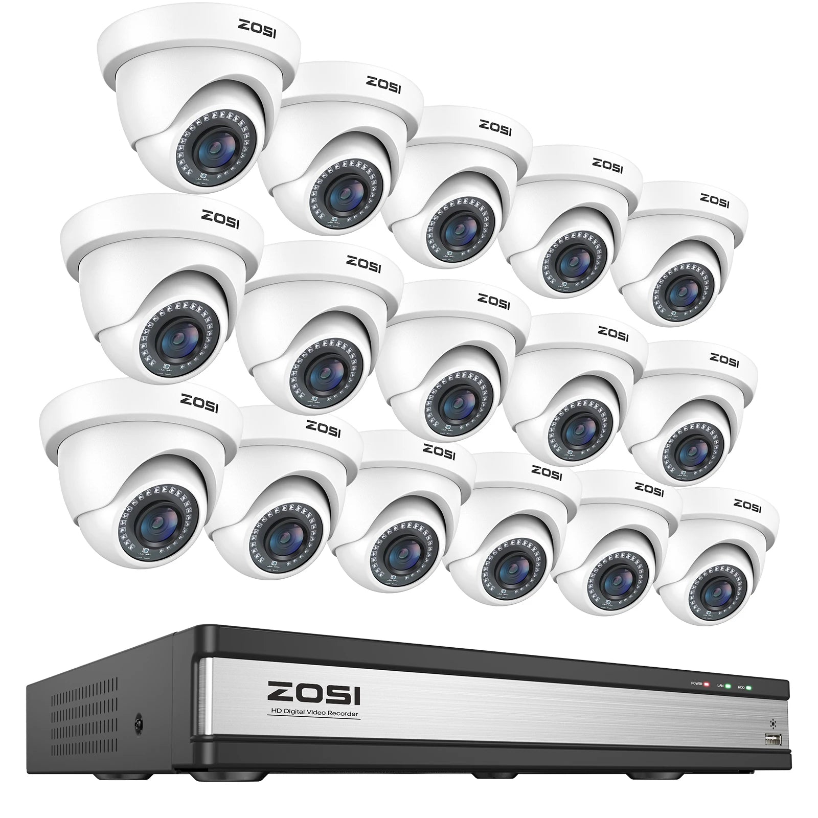 ZOSI 16CH 1080p Wired Security Camera System – H.265+ DVR with Human & Vehicle Detection