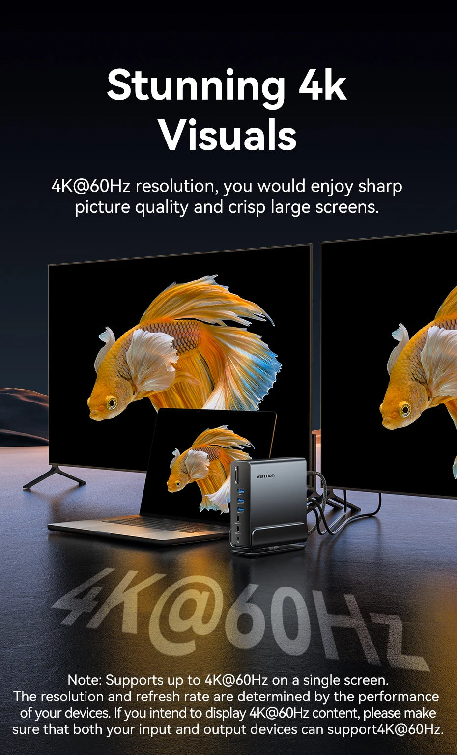 Vention USB‑C 15‑in‑1 Dock | Triple Monitor 4K 60Hz HDMI + DP, USB 3.2, PD 100W for MacBook & Windows