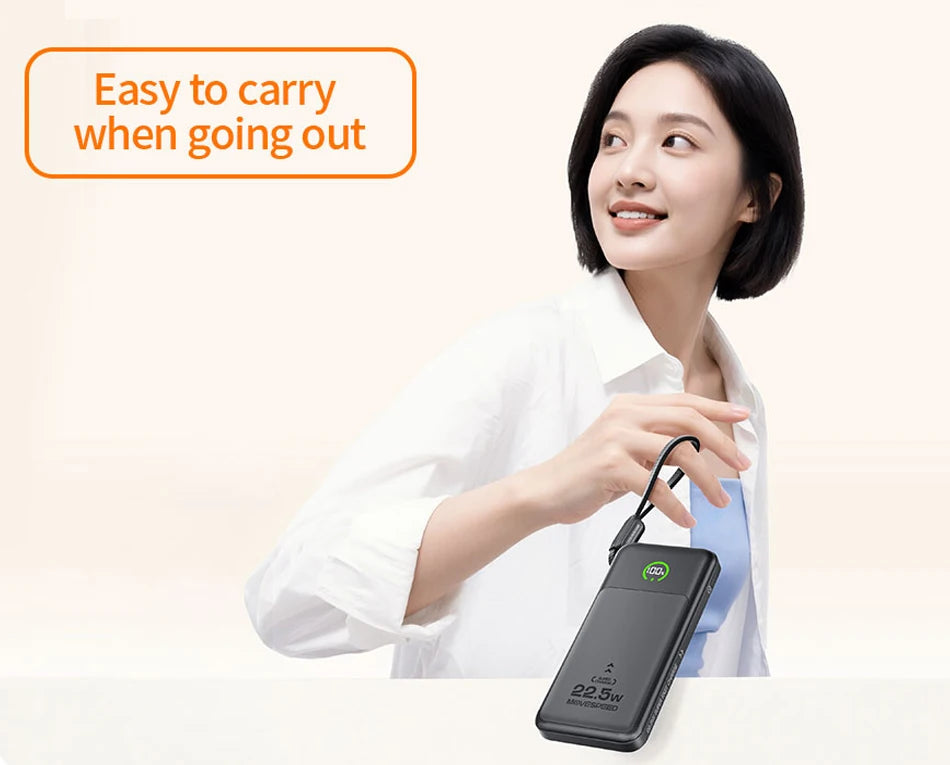 MOVESPEED P19 Power Bank 10000mAh with Built-in USB-C Cable