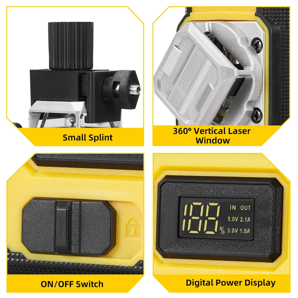 MELLWIN 16 Lines Laser Level APP Remote Control Selfleveling 360 Horizontal & Vertical Laser level With 6Ah Big Li-ion Battery - Limetastore