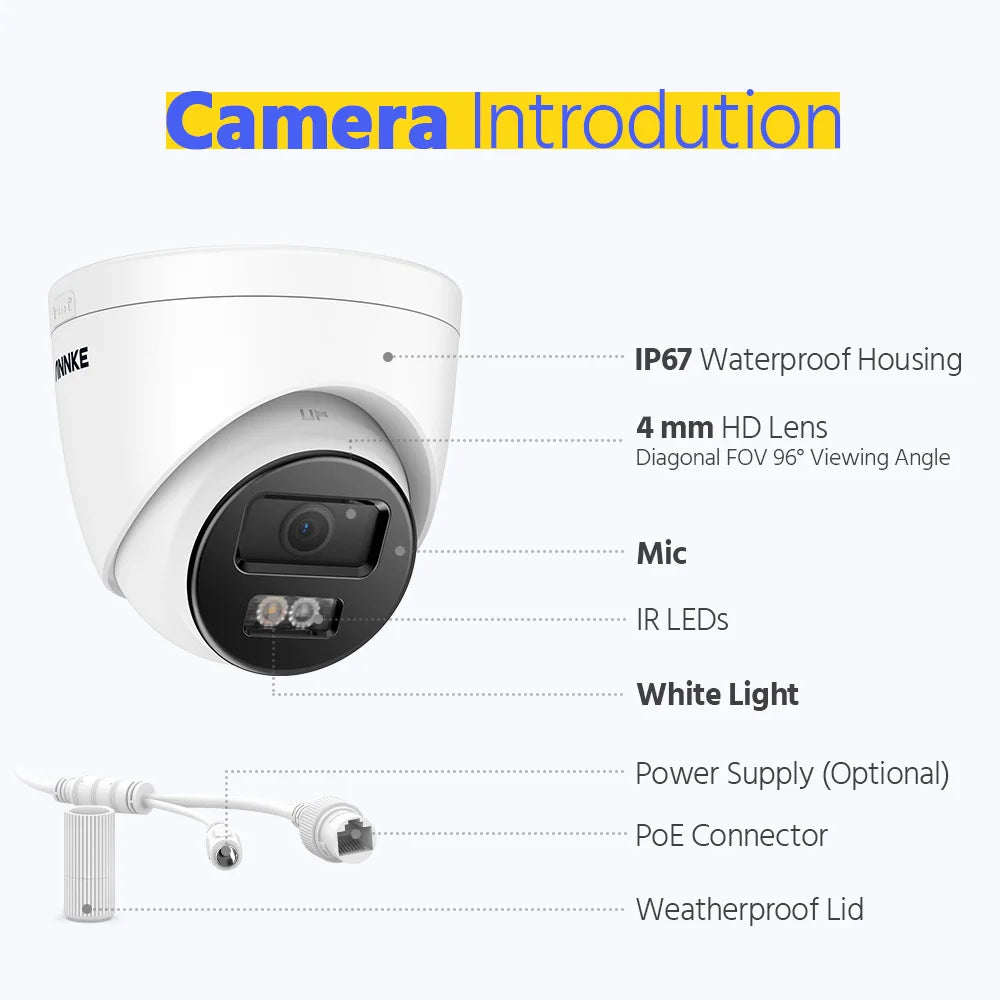 ANNKE 4K 8MP PoE CCTV System | 16CH H.265 NVR, 12× 8MP EXIR Cameras, 30m Night Vision