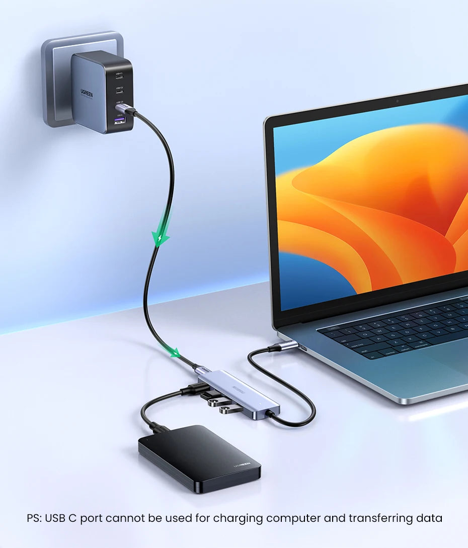 UGREEN USB‑C to USB 3.0 Hub | 4‑Port High‑Speed Splitter for MacBook, iPad & Samsung