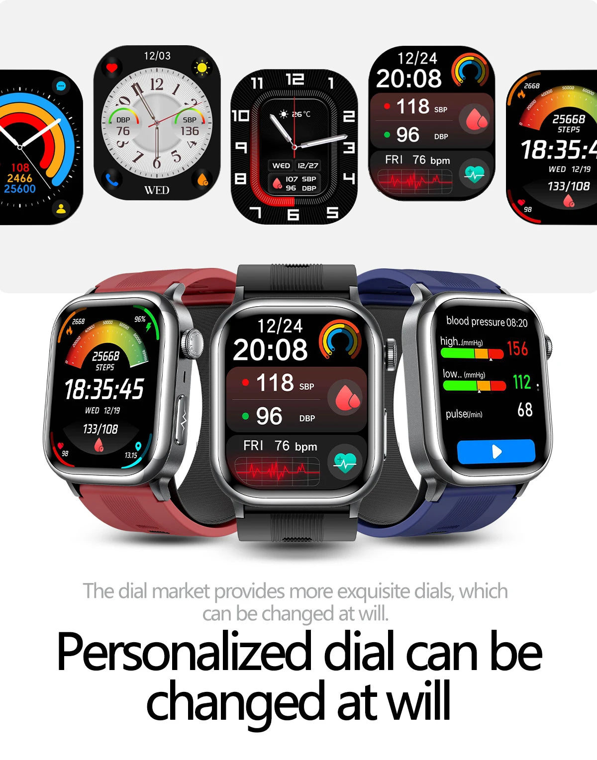 NFC Smart Watch Air Pump+Air Bag Accurate Blood Pressure Fat Health Measure BT Call Sports Tracking Sapphire Glass Smart Watch - Limetastore
