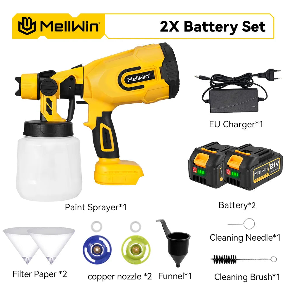 MELLWIN 1200ML Cordless Electric Paint Spray Gun Household Paint Sprayer Car Furniture Sprayer For Makita 18V Battery Pin - Limetastore
