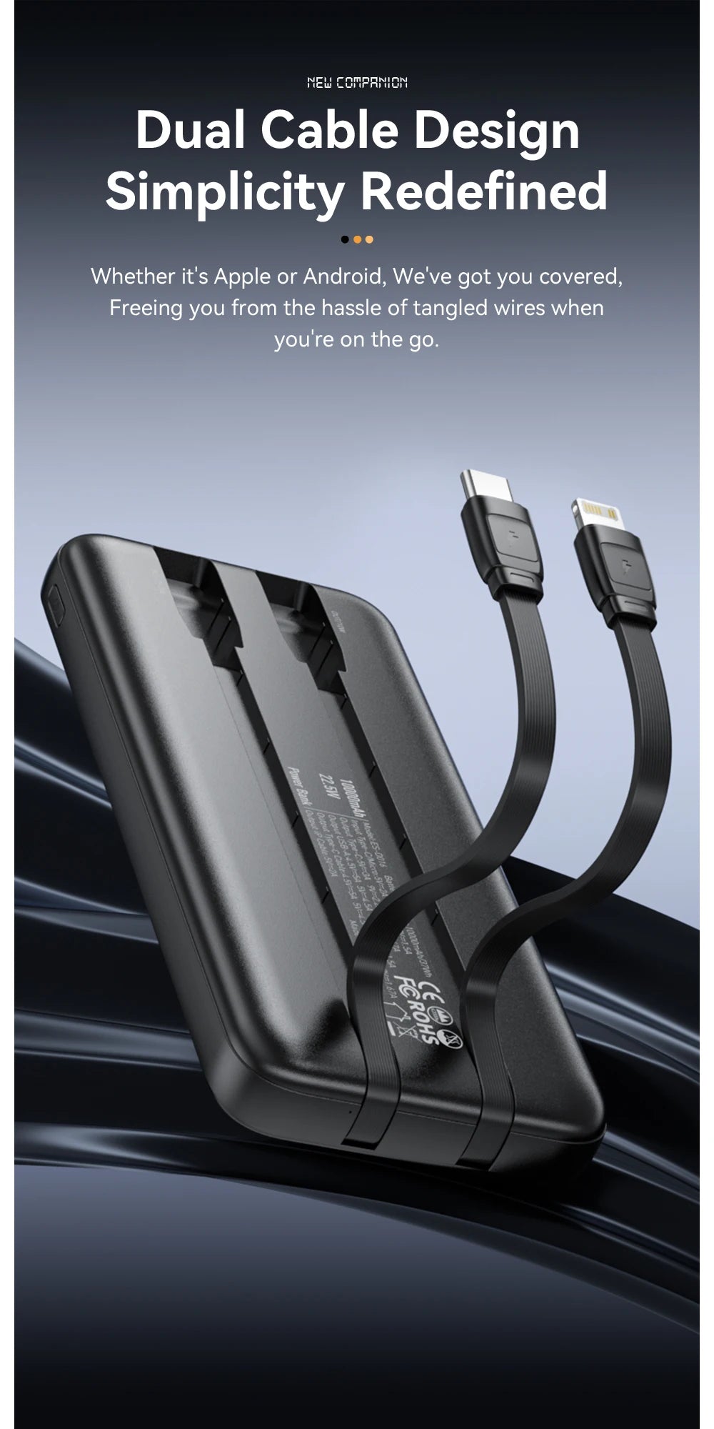 ESSAGER 30000mAh Power Bank 22.5W PD Fast Charging Portable