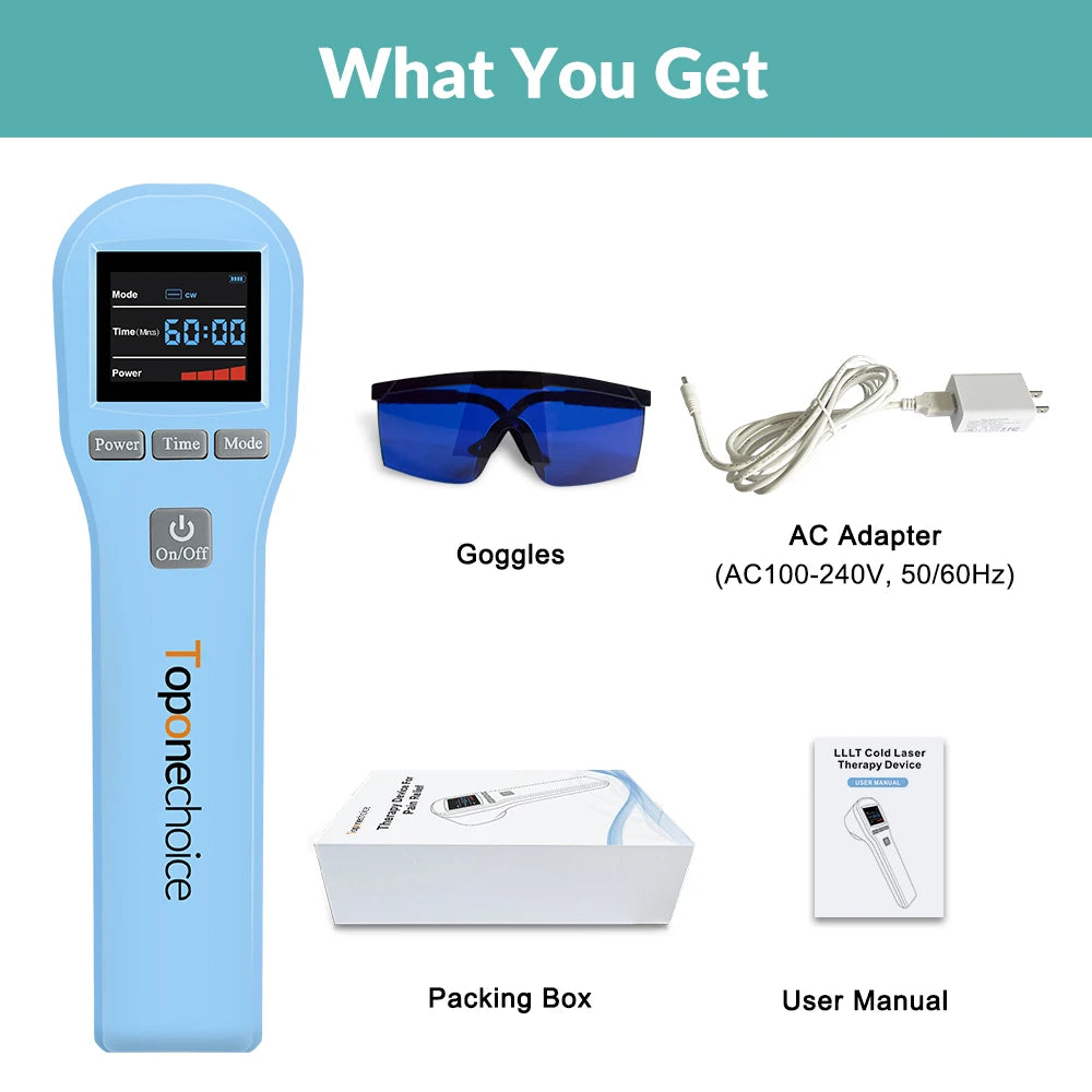 Toponechoice 880mW Professional Cold Laser Therapy Device – 650nm & 808nm