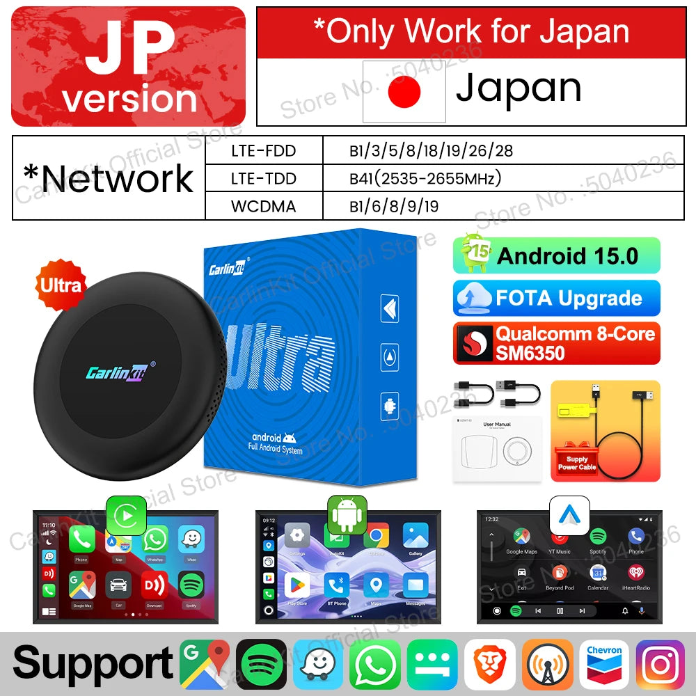 CarlinKit Android 15 Ultra2 8+128GB Wireless CarPlay AI Box