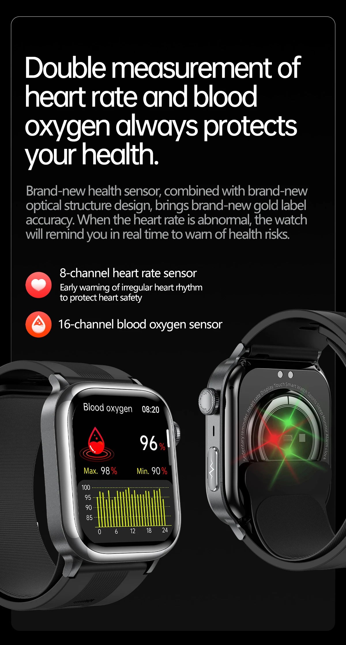 NFC Smart Watch Air Pump+Air Bag Accurate Blood Pressure Fat Health Measure BT Call Sports Tracking Sapphire Glass Smart Watch - Limetastore