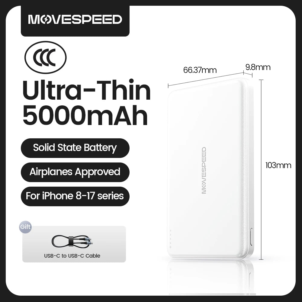 MOVESPEED Semi-Solid Battery Power Bank 5000mAh MagSafe Magnetic