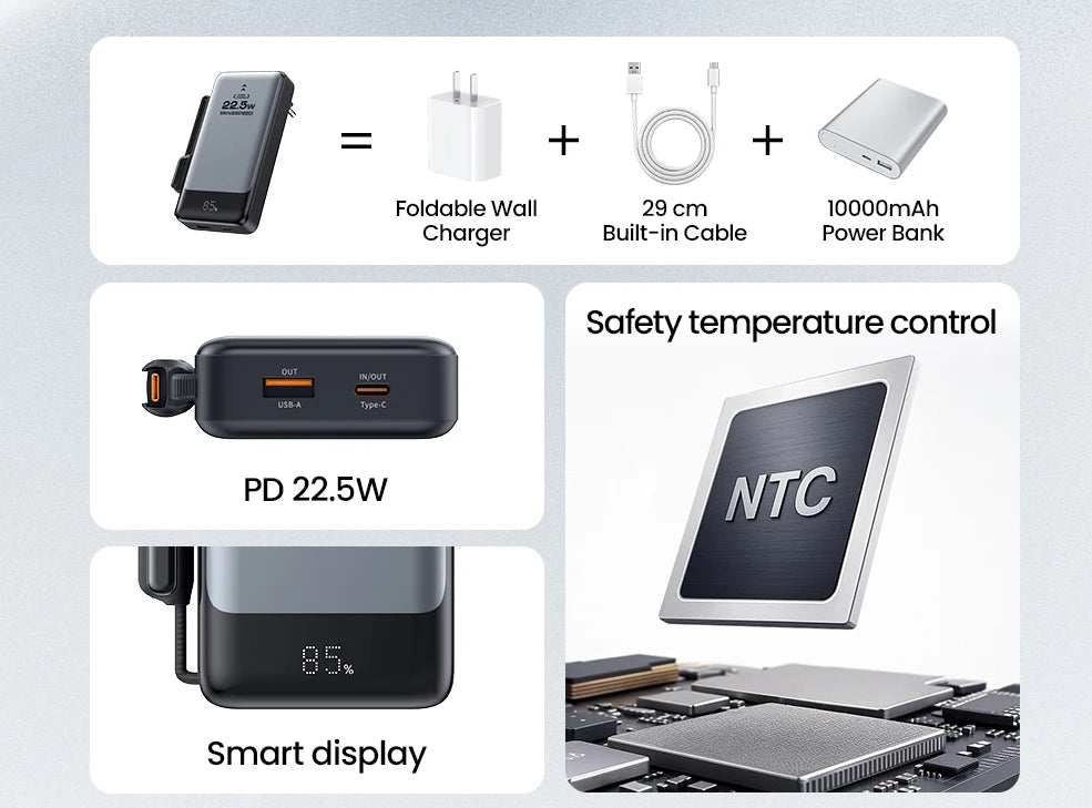MOVESPEED MSP17 Power Bank 10000mAh 2-in-1 with Folding EU Plug