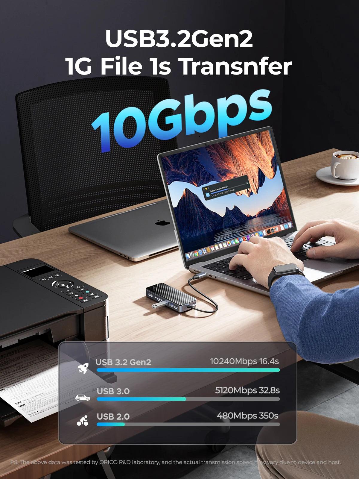 RICO USB‑C Hub Docking Station with M.2 NVMe/SATA SSD Enclosure
