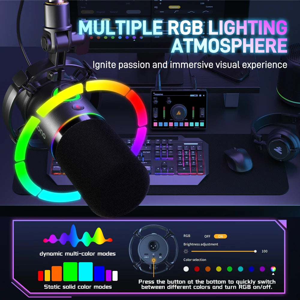 Maono PD200X – XLR/USB Dynamic Microphone | Metal Gaming & Streaming Mic with Software Control