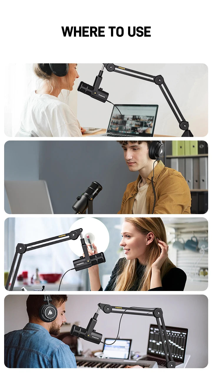 Maono PD400X – XLR/USB Dynamic Microphone | All‑Metal Podcast & Streaming Mic with One‑Touch Mute, Gain Control & Headphone Monitoring