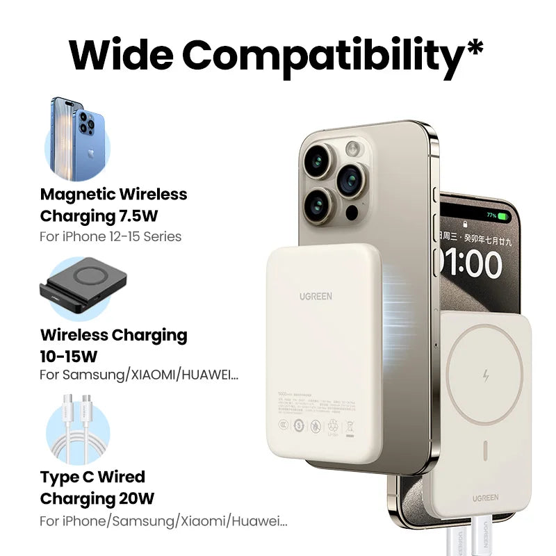 UGREEN PD20W Magnetic Power Bank – 10000mAh Portable Wireless Fast Charging External Battery
