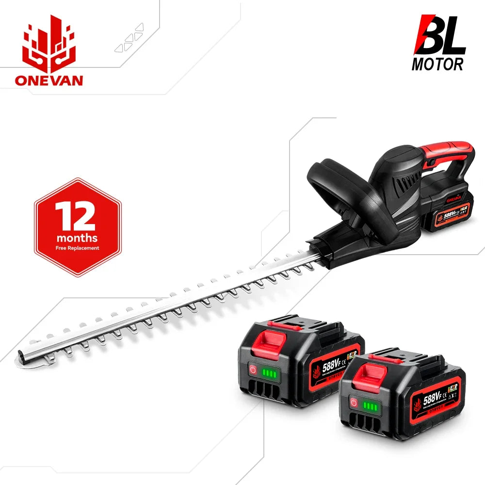 ONEVAN 2000W Cordless Hedge Trimmer Electric Household Trimmer Pruning Saw Rechargeable Hedge Trimmer For 21V 18v Battery