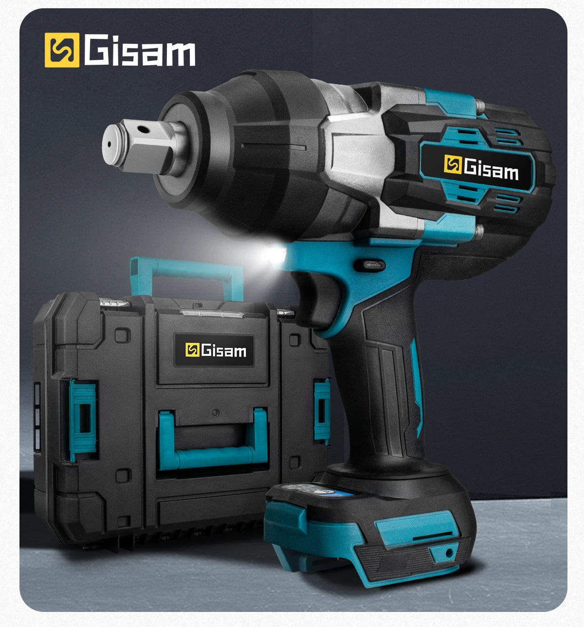 Gisam 3100N.M Torque Brushless Electric Impact Wrench 3/4 inch Cordless Electric Wrench Power Tool Compatible Makita 18V Battery