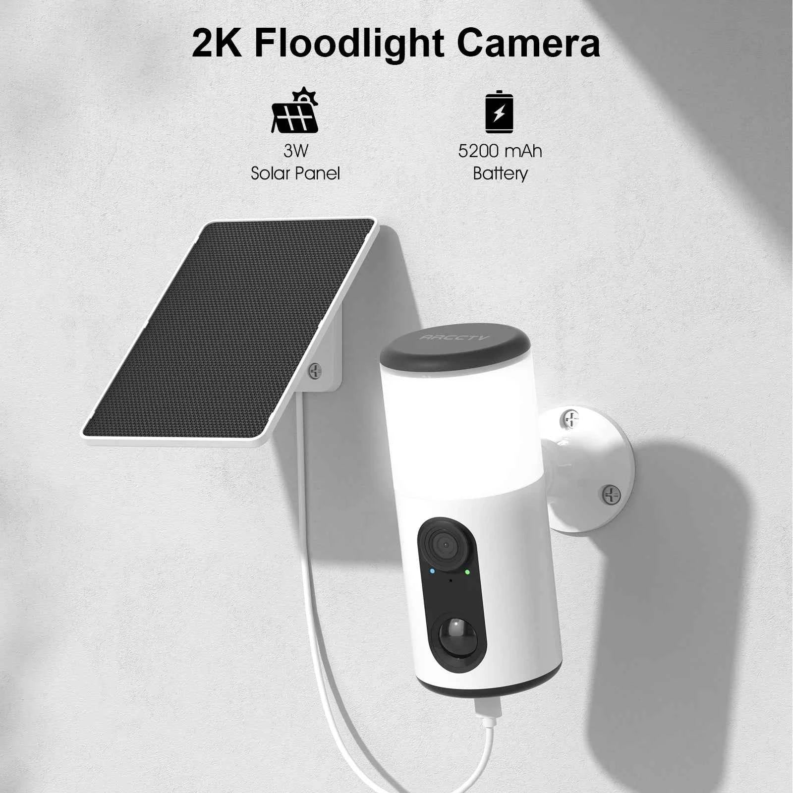 ARCCTV 4MP Wireless Solar Camera Outdoor Surveillance Motion Detection Color Night Vision Security Floodlight Solar Wifi Camera - Limetastore
