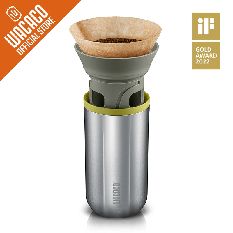 Wacaco Cuppamoka Portable Pour-Over Coffee Maker – Vacuum Insulated Stainless Steel