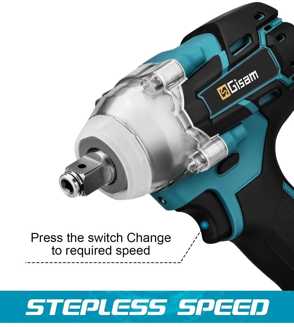 Gisam 520N.m Brushless Impact Wrench 1/2" for Makita 18V