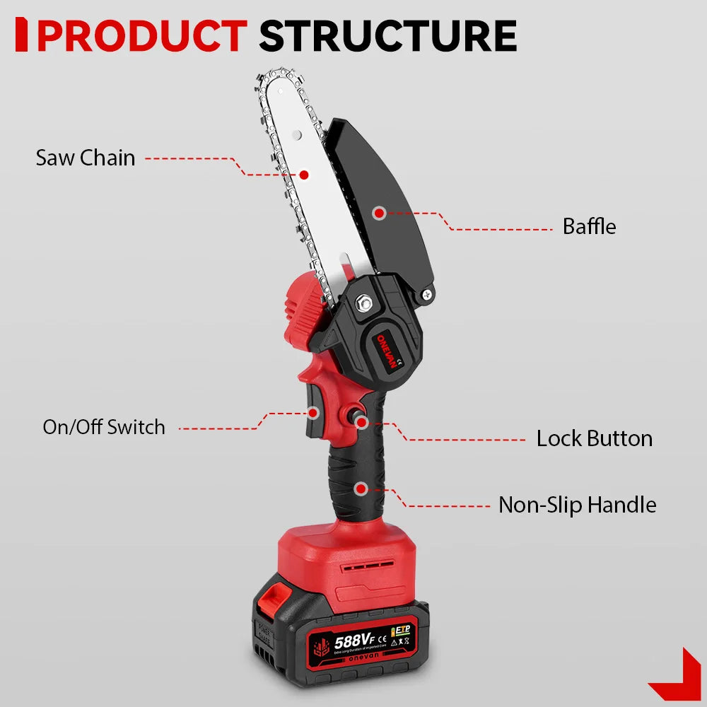 3‑in‑1 Brushless Telescoping Pole Chainsaw | Electric Pruner, Hedge Trimmer & Scissors