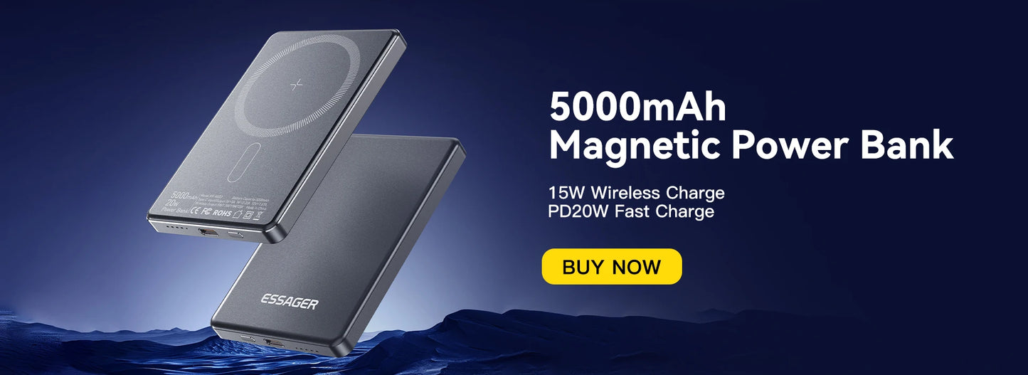 ESSAGER 20000mAh Power Bank 65W PD for iPhone 17 MacBook