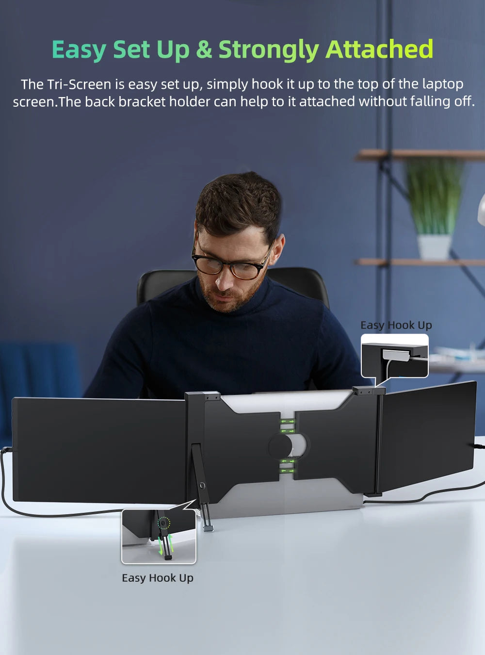 UPERFECT UStation Z 14 Triple Screen Laptop Monitor Extender - Portable Workstation for Dell, Mac, ASUS, HP, Plug & Play - Limetastore