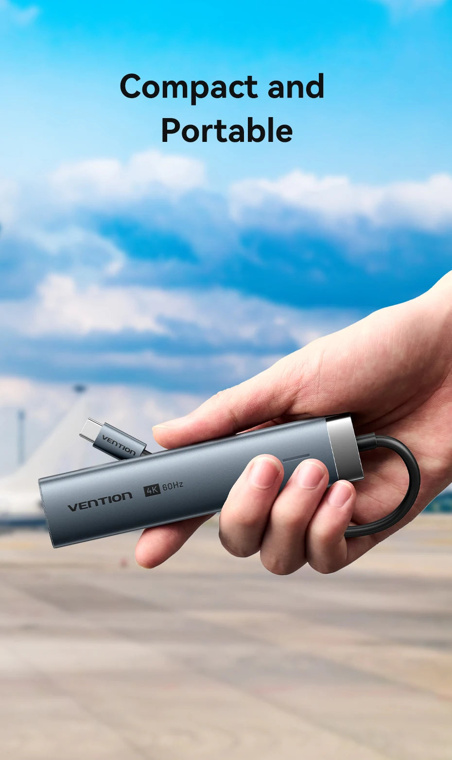 Vention USB‑C 6‑in‑1 Hub | HDMI 4K, PD 100W, RJ45, USB 3.0 Docking Station