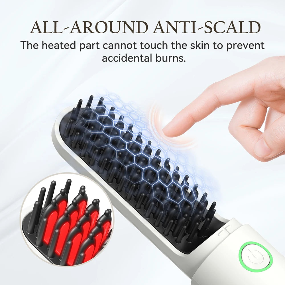 ANLAN Cordless Hair Straightener Brush | Ceramic, Negative Ions, Anti‑Scald, Portable
