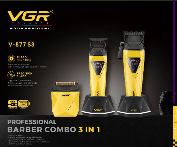 VGR Trimmer Electric Shaver Adjustable Hair Cutting Machine Cordless Clipper Barber Mini Beard Trimmer Trimmer for Men V-877 S3