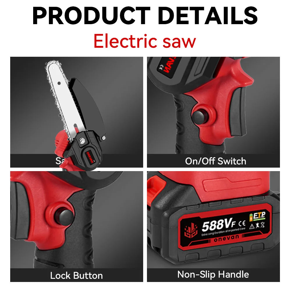 3‑in‑1 Brushless Telescoping Pole Chainsaw | Electric Pruner, Hedge Trimmer & Scissors