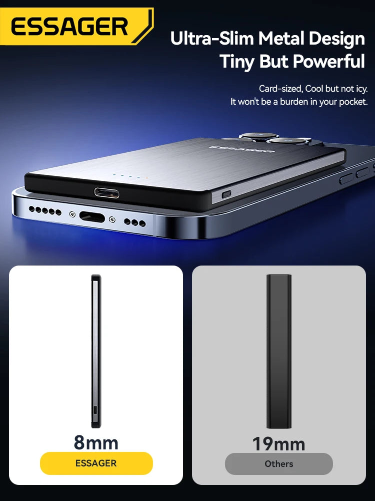 ESSAGER 20W Magnetic Wireless Charging Bank 5000mAh Thin MagSafe