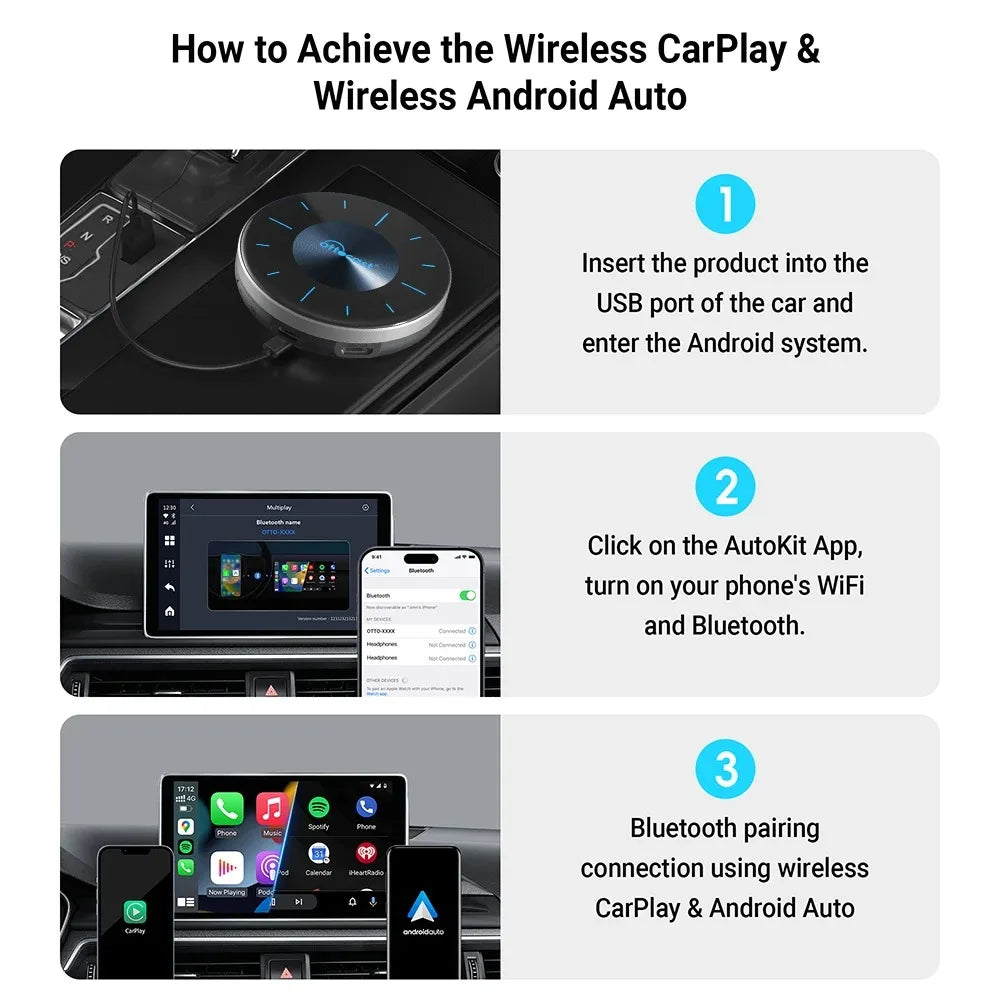 OTTOCAST P3 Wireless CarPlay Android AI Box with HDMI