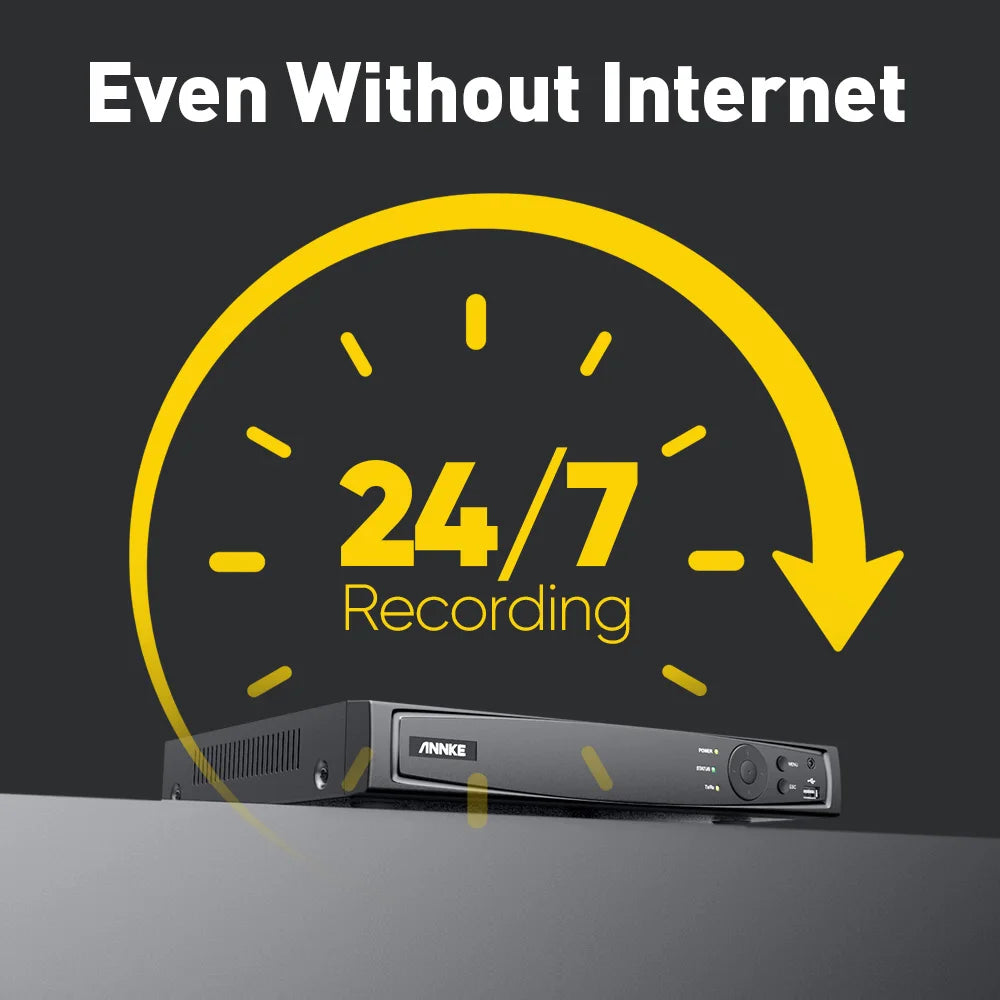 ANNKE 4K 8MP PoE CCTV System | 16CH NVR, Two‑Way Audio, Human & Vehicle Detection, 4mm Lens
