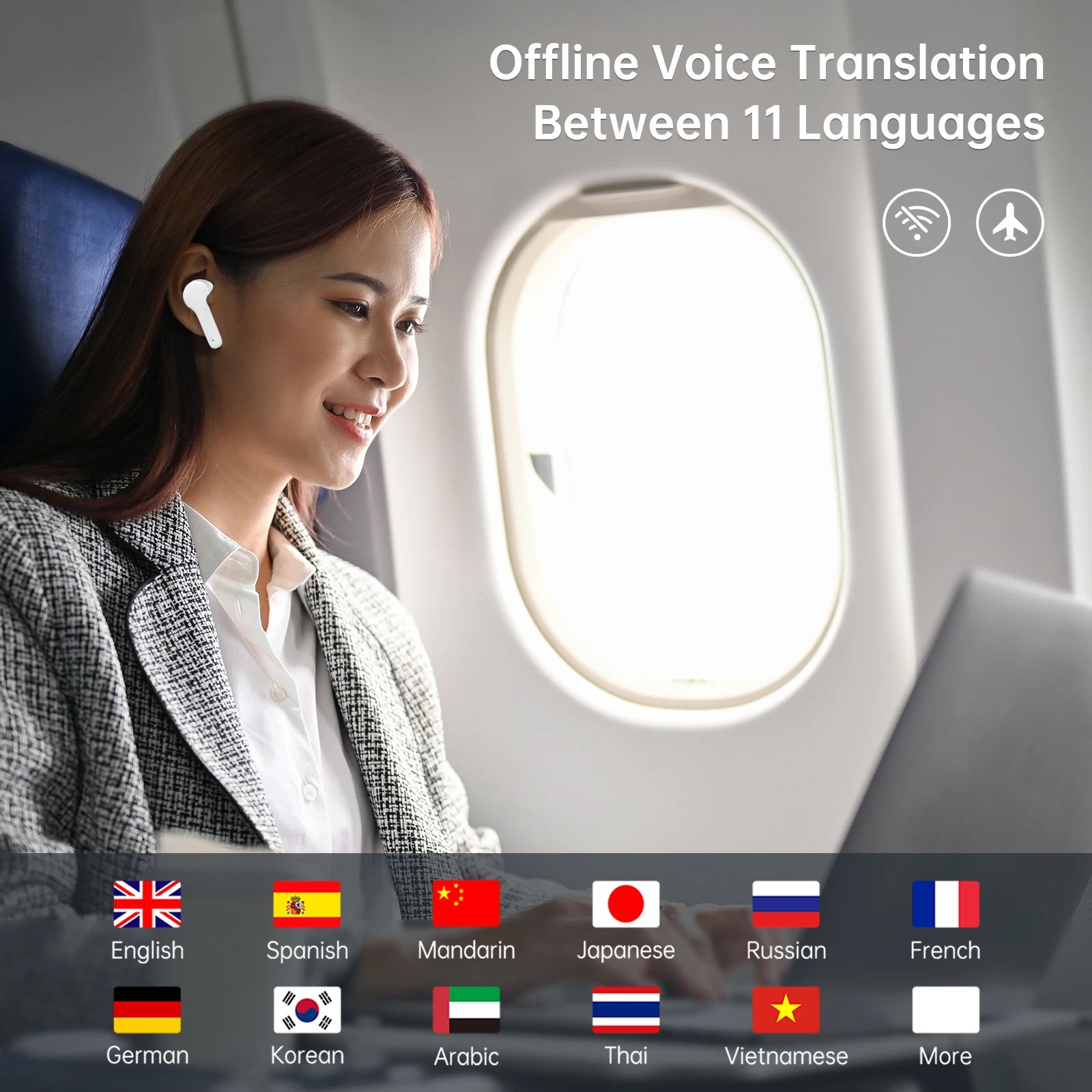 Wooask M6 Translator Earbuds 144 Languages 11 Offline Bi-directional