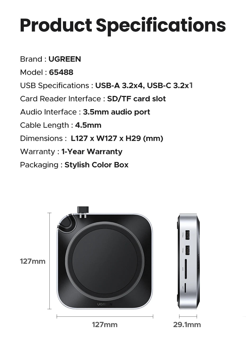 UGREEN Mac Mini Docking Station with 4K240Hz DisplayPort, M.2 NVMe SSD Slot