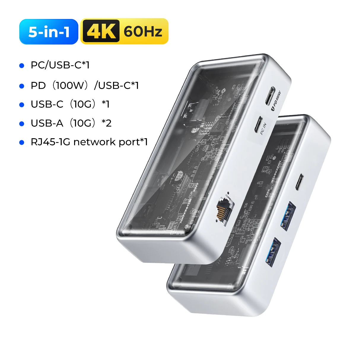 ORICO Metallic USB‑C 10Gbps Docking Station with 4K60Hz HDMI, USB 3.0 Ports