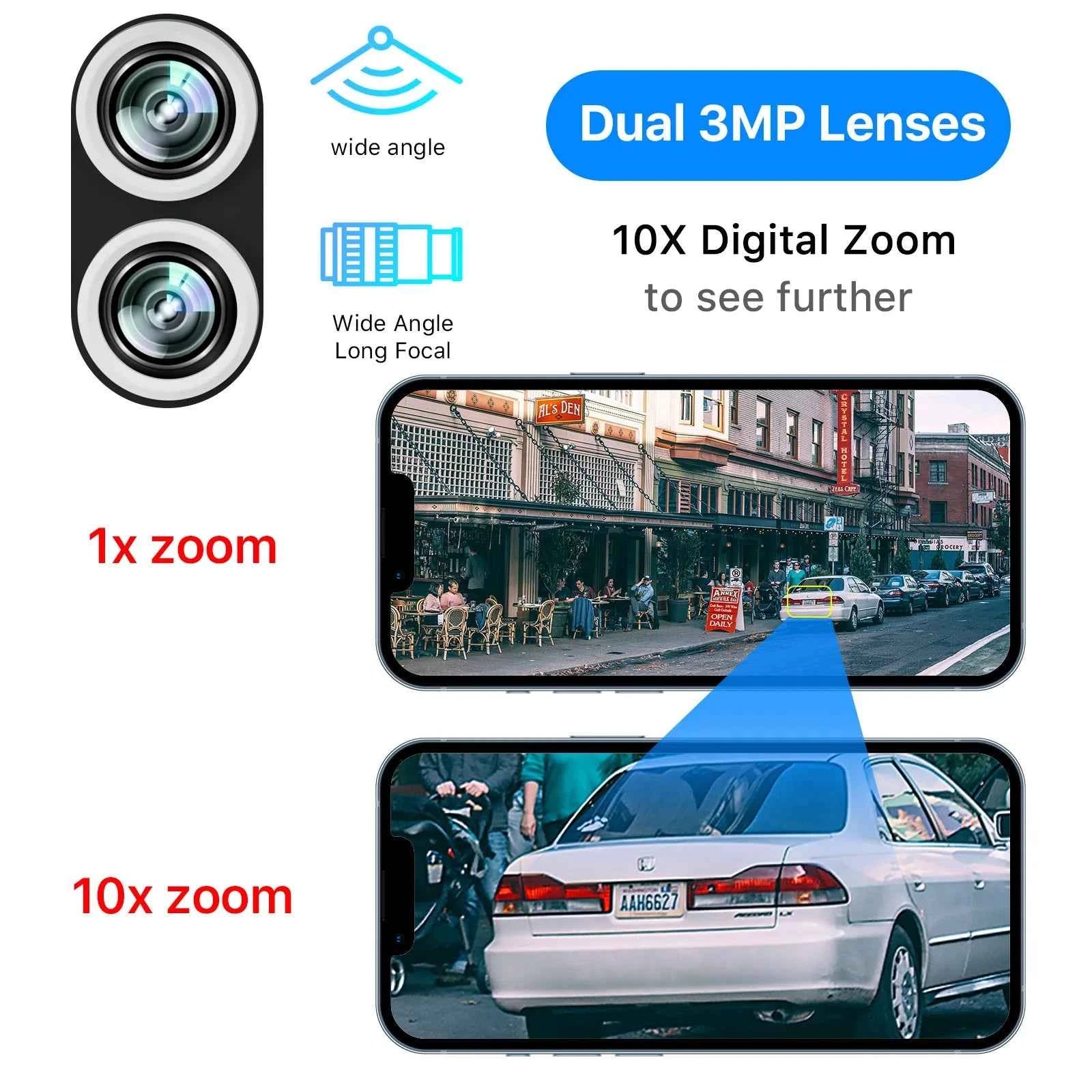 ARCCTV 3K 6MP Dual Lens Wifi Surveillance Camera Two Way Talk HD Color Night Vision Outdoor Security Camera Auto Motion Tracking - Limetastore
