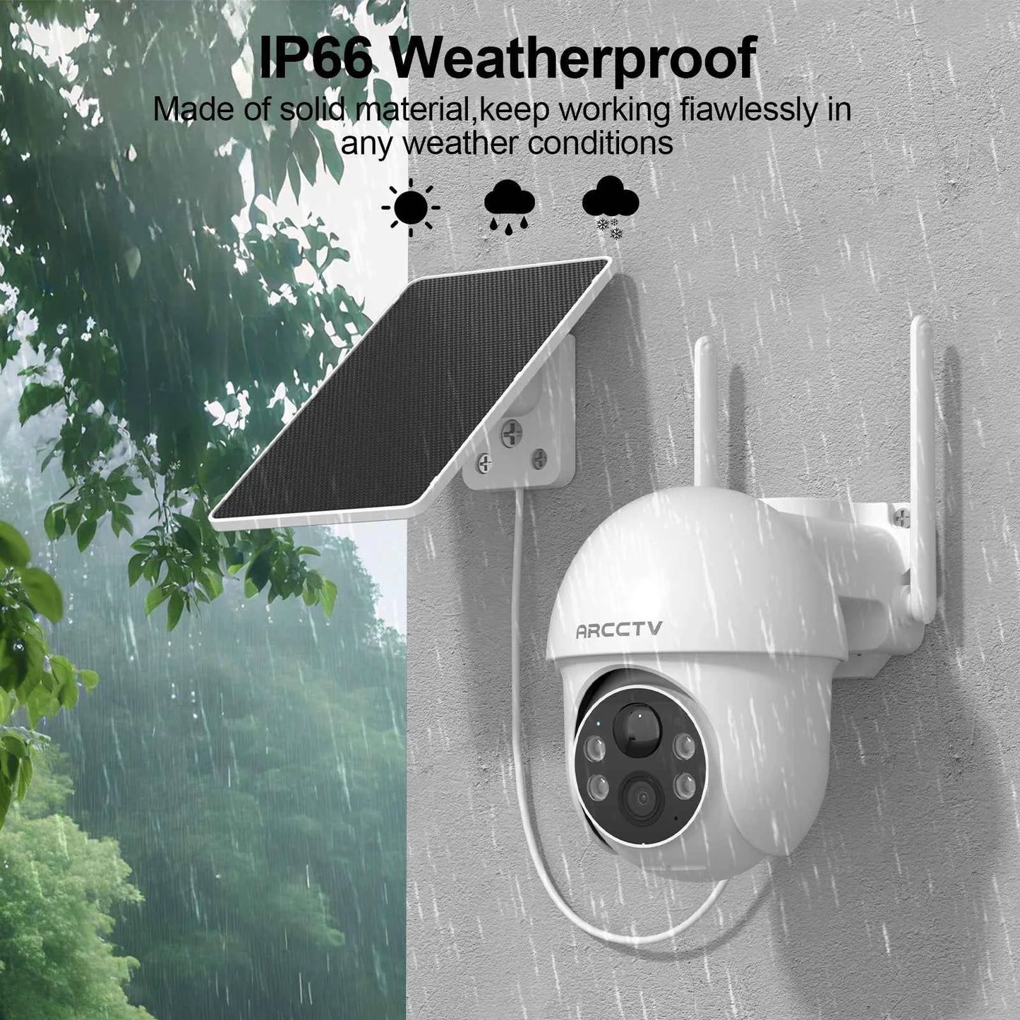 ARCCTV 2K Solar Wifi Camera Color Night Vision Security Surveillance Camera Outdoor Wireless Motion Detection HD Two Way Audio - Limetastore