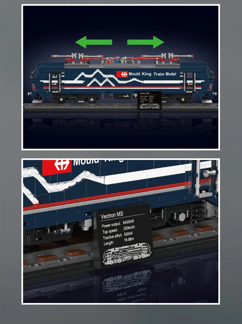 Mould King 12045 Motorized Vectron MS Train Set | RC Technical Locomotive Building Blocks with Tracks - Limetastore