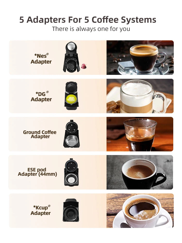 HiBREW H2B Grey – 5‑in‑1 Multi‑Capsule Coffee Machine | 20‑Bar Hot & Cold Espresso Maker