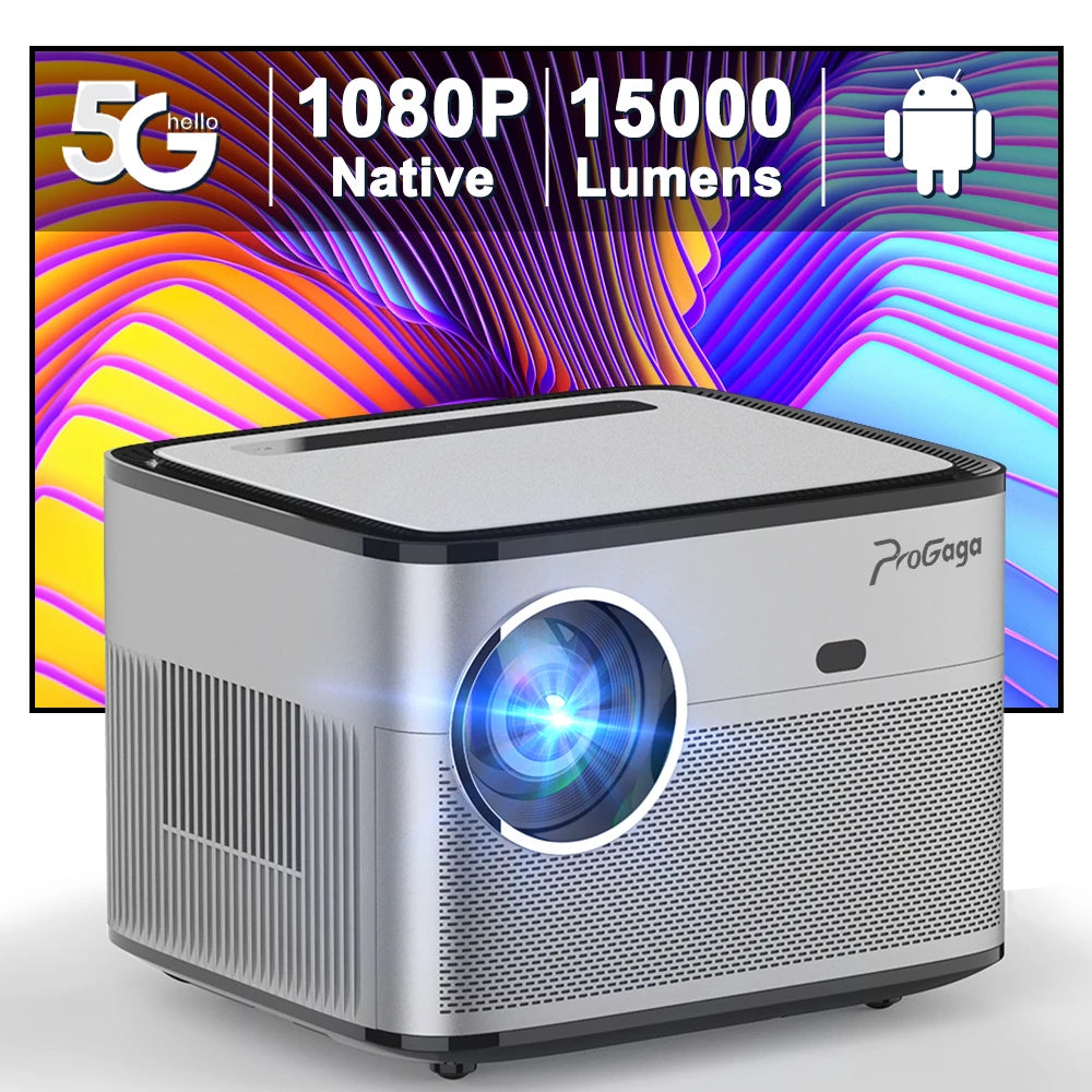 PG550W Smart Full HD Projector – Instant Auto Focus, Native 1080P, 4K Support, Android OS & WiFi Portable 3D