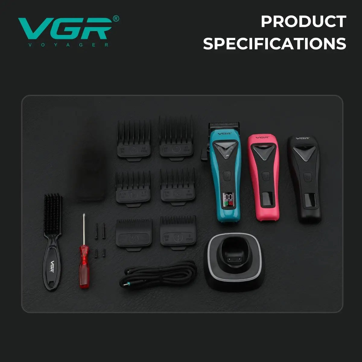 VGR Hair Trimmer Professional Hair Cutting Machine Cordless Barber Clipper Vector Motor Haircut Electric Trimmer for Men V-035C