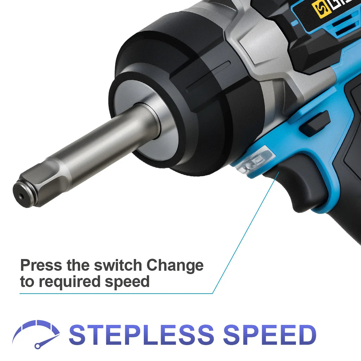 Gisam 2800N.m Brushless Extended Anvil Impact Wrench 1/2"