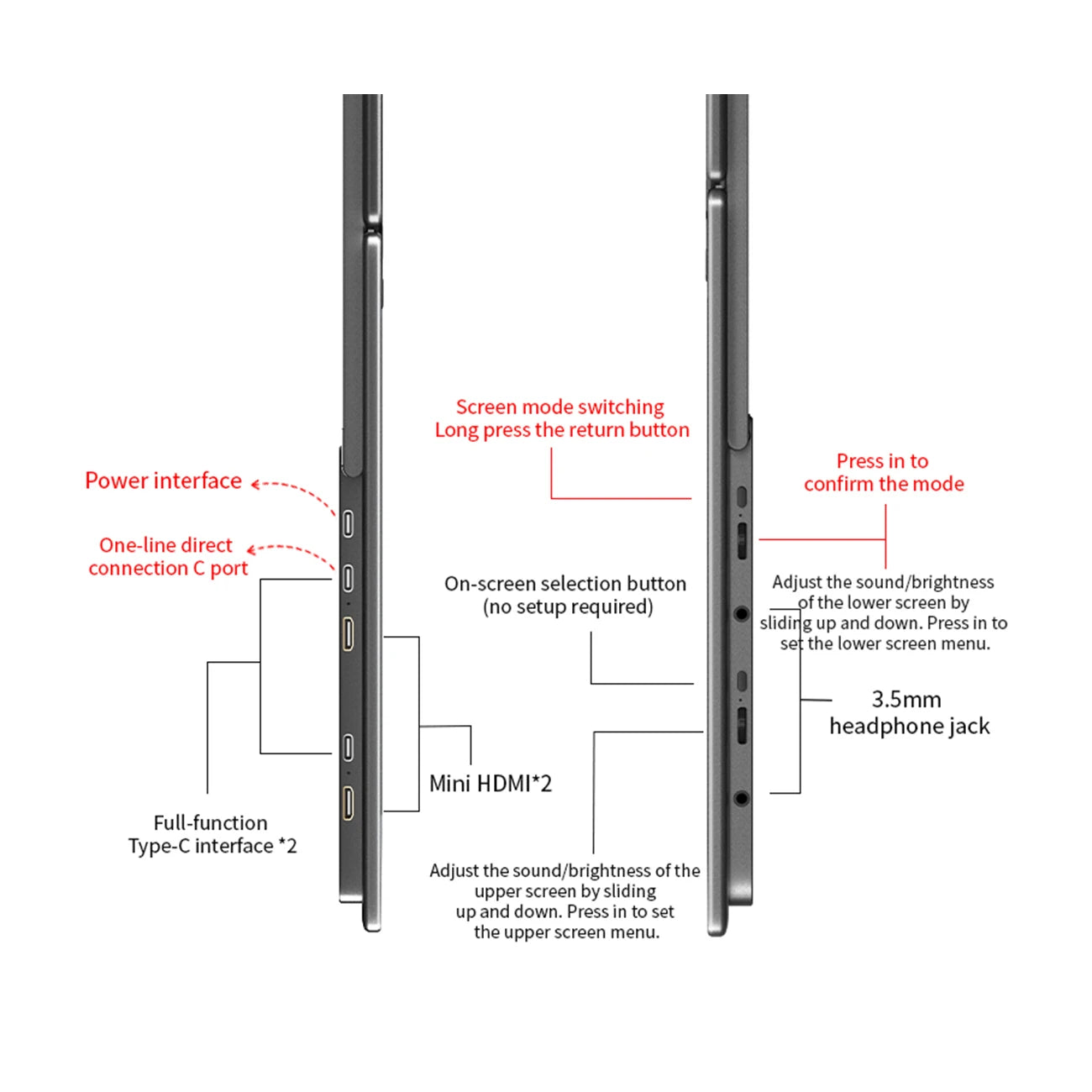 Sibolan 15.6 inch 4K Dual Screen Portable Monitor 60Hz Laptop Screen Extender Stackable Foldable Metal Material Triple Monitor - Limetastore