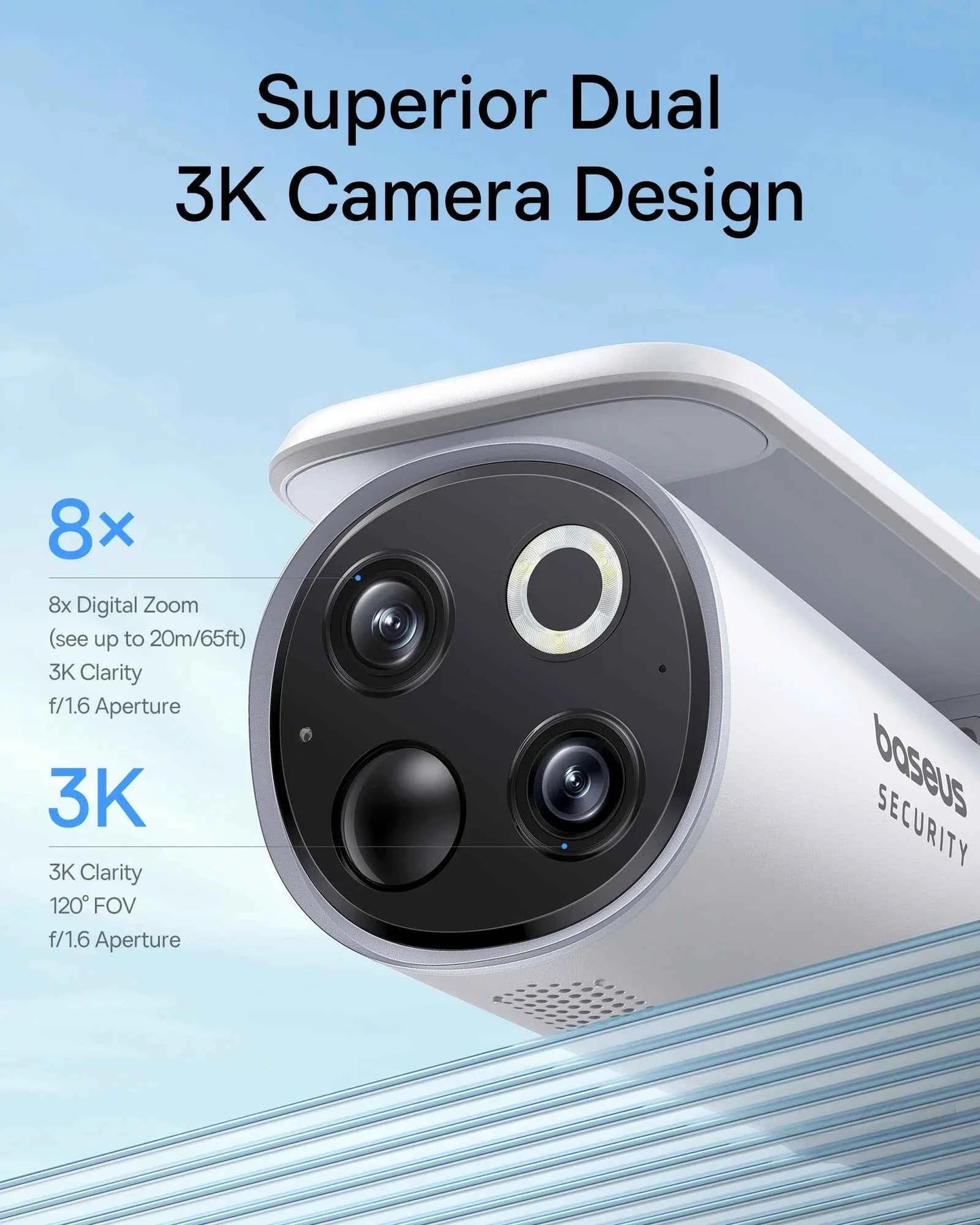 Baseus Security S1 Pro Outdoor Camera 3K Clarity Wireless Solar Security Camera Continuous Power IP67 Wifi Camera 2-Camera Kit - Limetastore