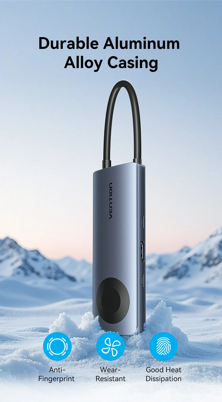Vention USB‑C 6‑in‑1 Hub | 4K60Hz HDMI, PD 100W, USB 3.0, Apple Watch Wireless Charger
